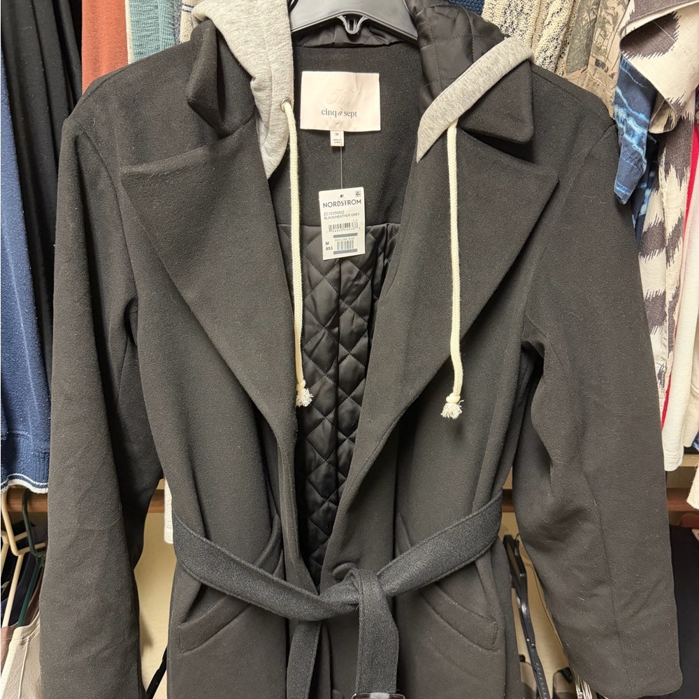 Cinq a Sept vander hooded longline coat - Picture 8 of 14